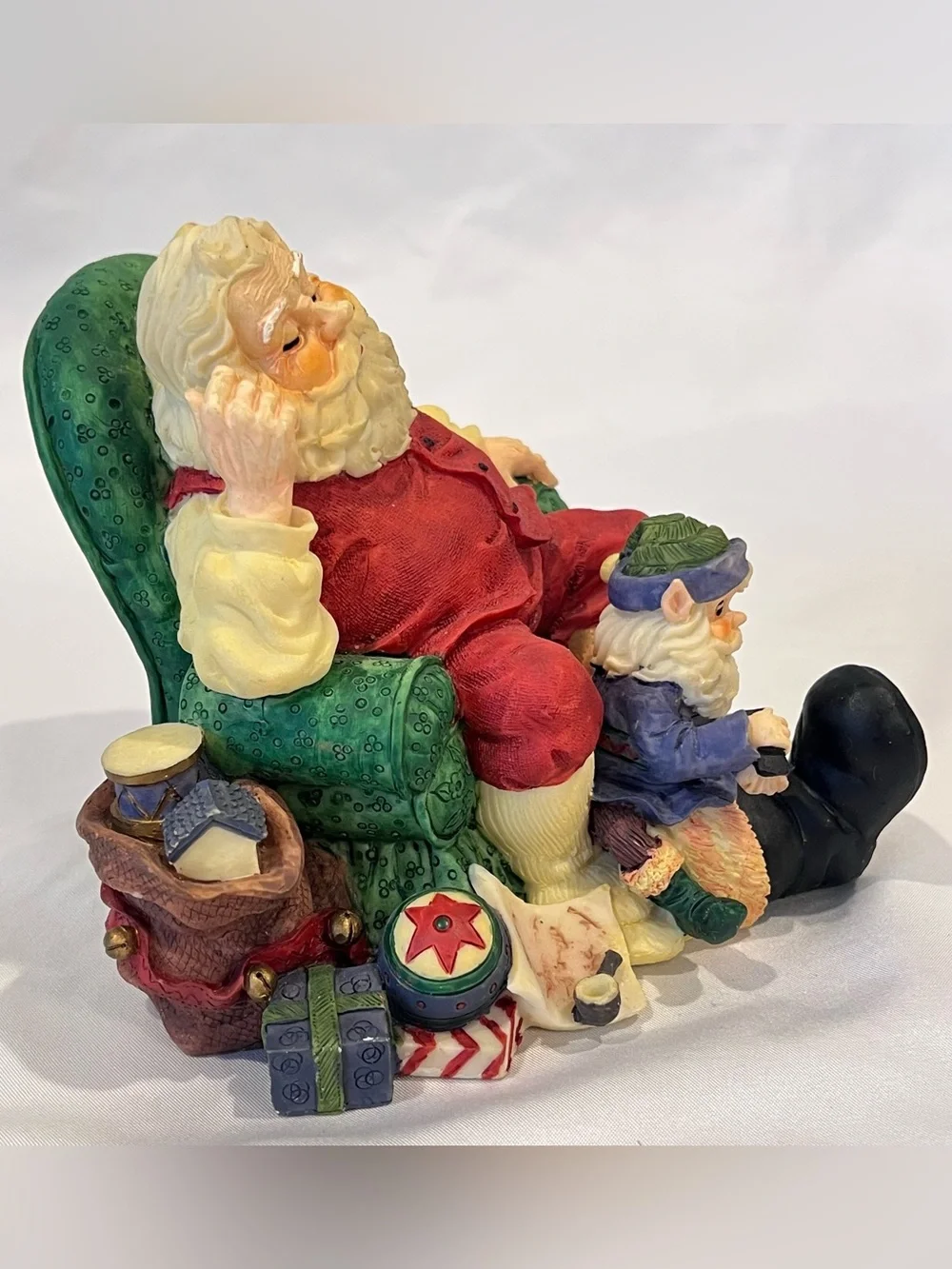 Vintage Santa Green Chair Christmas Figurine Elf Gifts 1990s Walmart